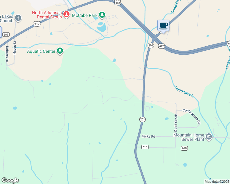 map of restaurants, bars, coffee shops, grocery stores, and more near 309 Woodridge Drive in Mountain Home