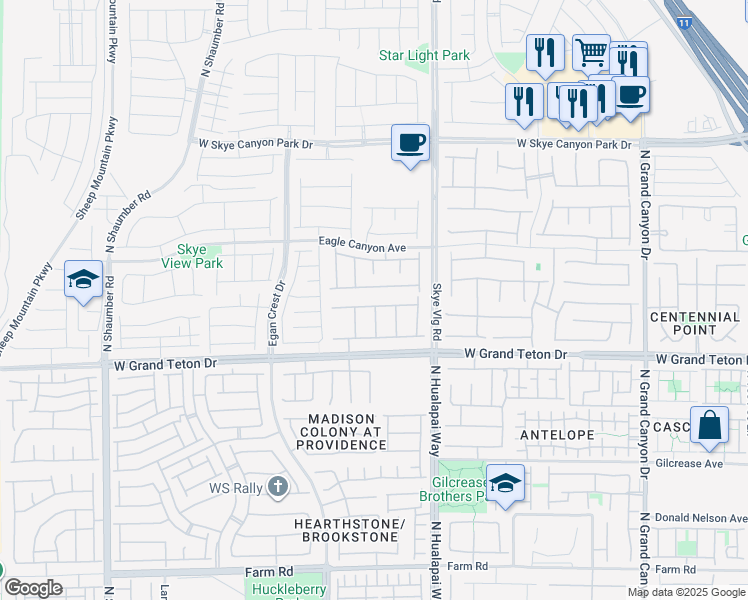 map of restaurants, bars, coffee shops, grocery stores, and more near 10182 Skye Run Avenue in Las Vegas