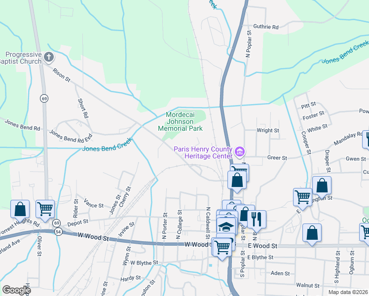 map of restaurants, bars, coffee shops, grocery stores, and more near 604 Johnson Street in Paris