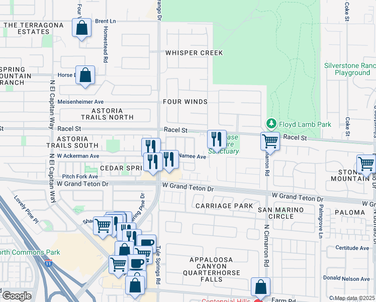 map of restaurants, bars, coffee shops, grocery stores, and more near 8117 Rocket Street in Las Vegas