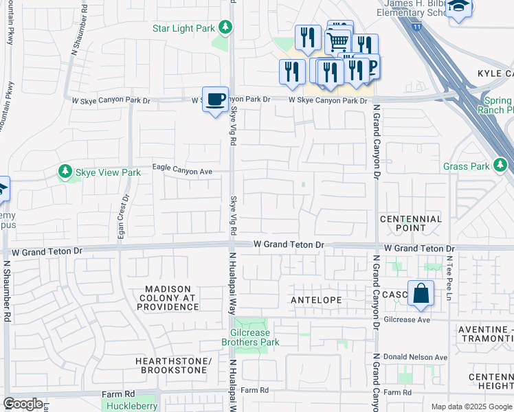 map of restaurants, bars, coffee shops, grocery stores, and more near 8115 Bear Canyon Street in Las Vegas