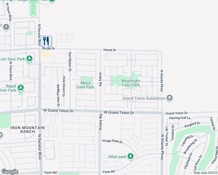 map of restaurants, bars, coffee shops, grocery stores, and more near 8133 Briggs Gully Street in North Las Vegas