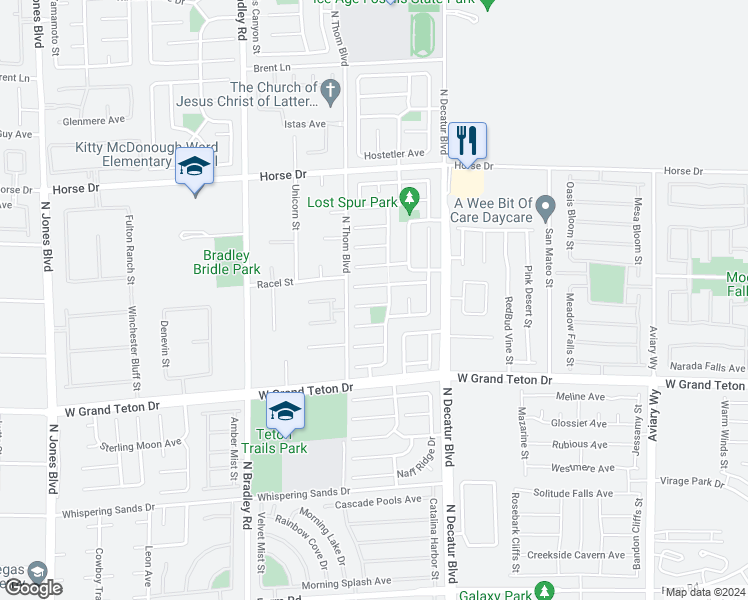 map of restaurants, bars, coffee shops, grocery stores, and more near 5012 Rapid River Court in Las Vegas