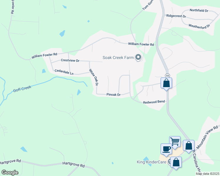 map of restaurants, bars, coffee shops, grocery stores, and more near 1110 Foxtrot Court in King