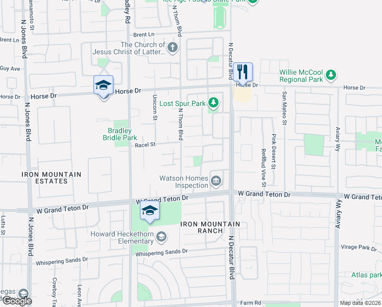 map of restaurants, bars, coffee shops, grocery stores, and more near 5020 Rapid River Court in Las Vegas