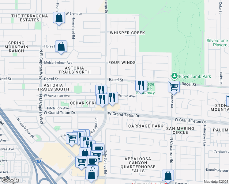 map of restaurants, bars, coffee shops, grocery stores, and more near 8113 Hopscotch Street in Las Vegas