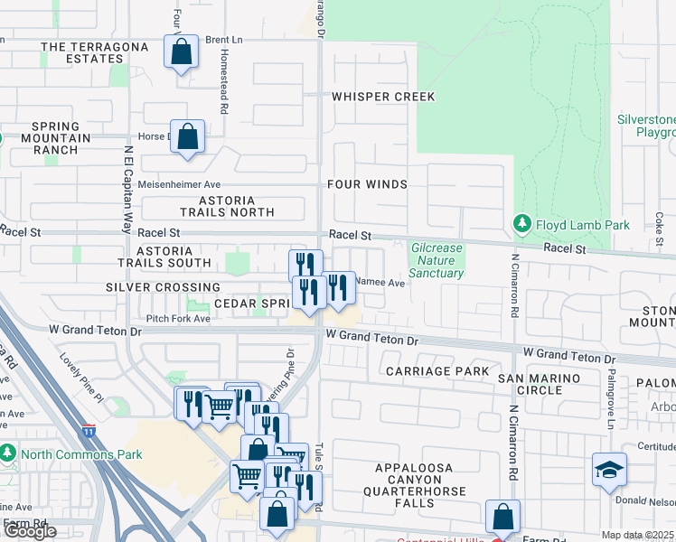 map of restaurants, bars, coffee shops, grocery stores, and more near 8108 Hopscotch Street in Las Vegas