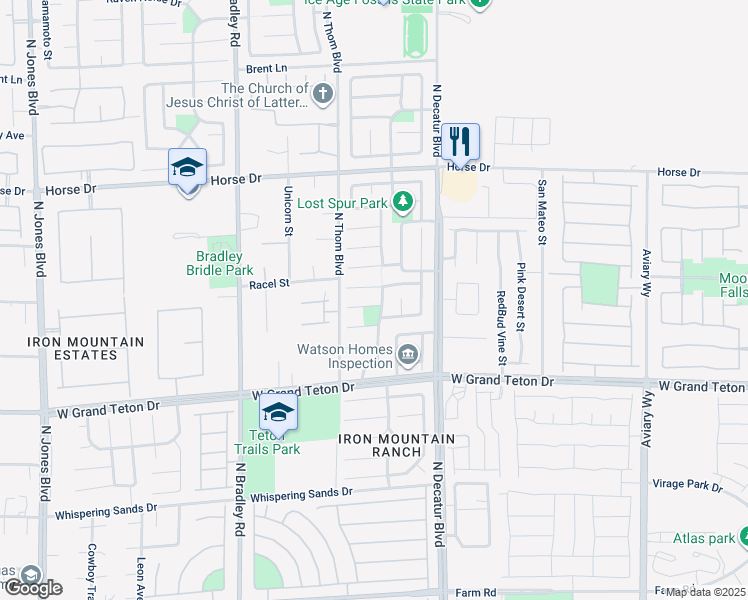 map of restaurants, bars, coffee shops, grocery stores, and more near 5004 Rapid River Court in Las Vegas