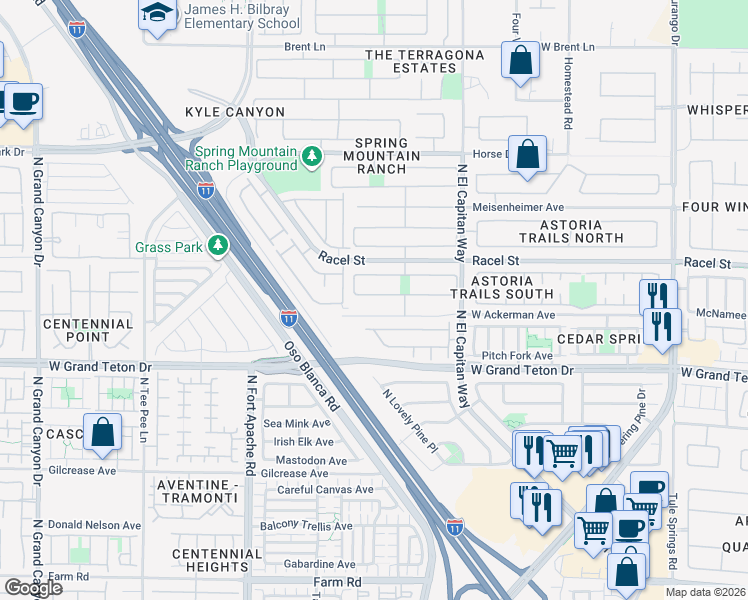 map of restaurants, bars, coffee shops, grocery stores, and more near 9013 Crooked Shell Avenue in Las Vegas