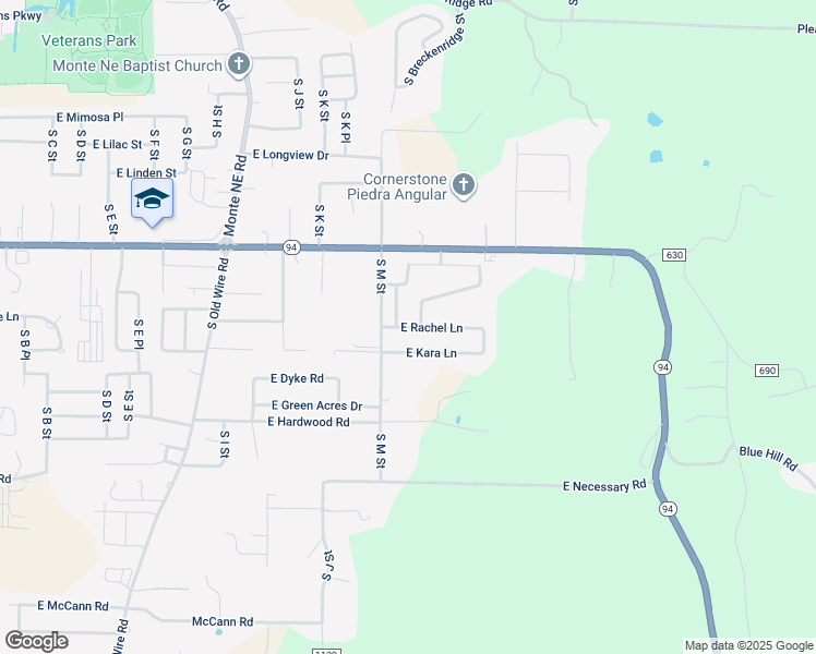 map of restaurants, bars, coffee shops, grocery stores, and more near 1916 South N Street in Rogers