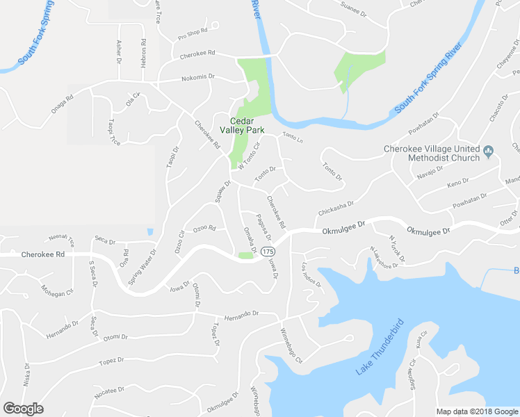 map of restaurants, bars, coffee shops, grocery stores, and more near 9 Pagosa Drive in Cherokee Village