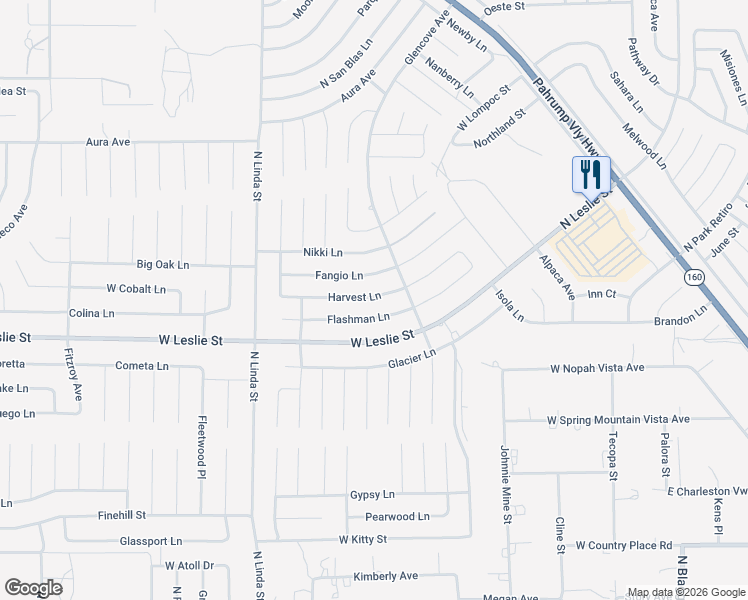 map of restaurants, bars, coffee shops, grocery stores, and more near 711 Harvest Lane in Pahrump