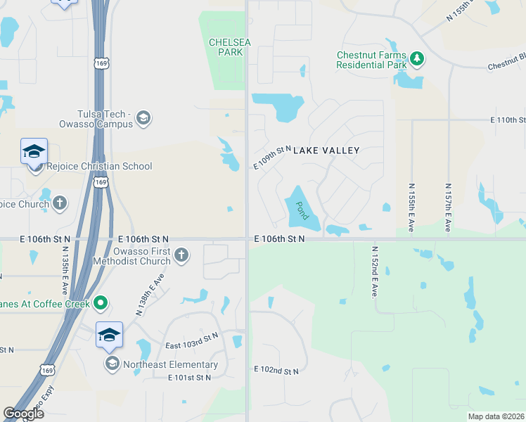 map of restaurants, bars, coffee shops, grocery stores, and more near 10708 North 146th East Avenue in Owasso