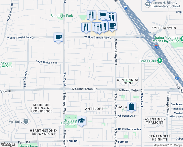 map of restaurants, bars, coffee shops, grocery stores, and more near 8126 Majestic Bighorn Street in Las Vegas