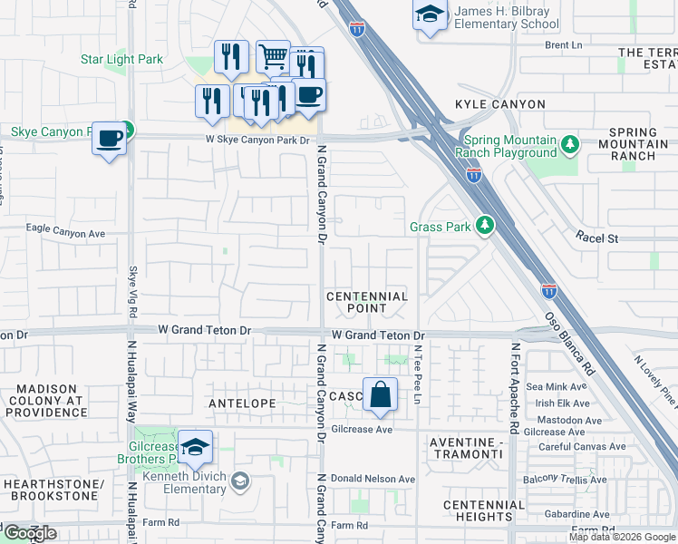 map of restaurants, bars, coffee shops, grocery stores, and more near 8120 Caspian Moon Drive in Las Vegas