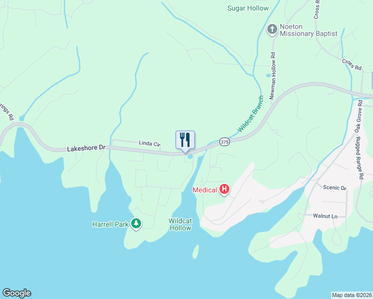 map of restaurants, bars, coffee shops, grocery stores, and more near 134 Harrell Park Road in Bean Station