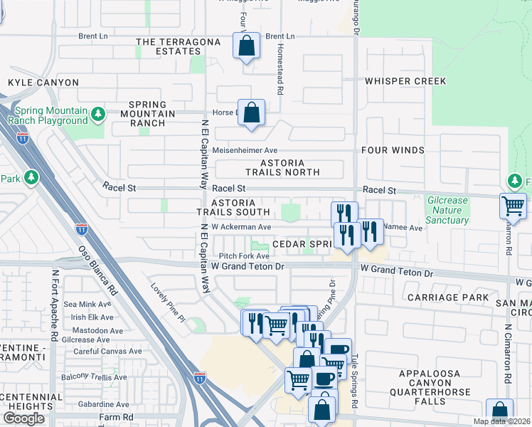 map of restaurants, bars, coffee shops, grocery stores, and more near 8104 Ivy Hollow Court in Las Vegas