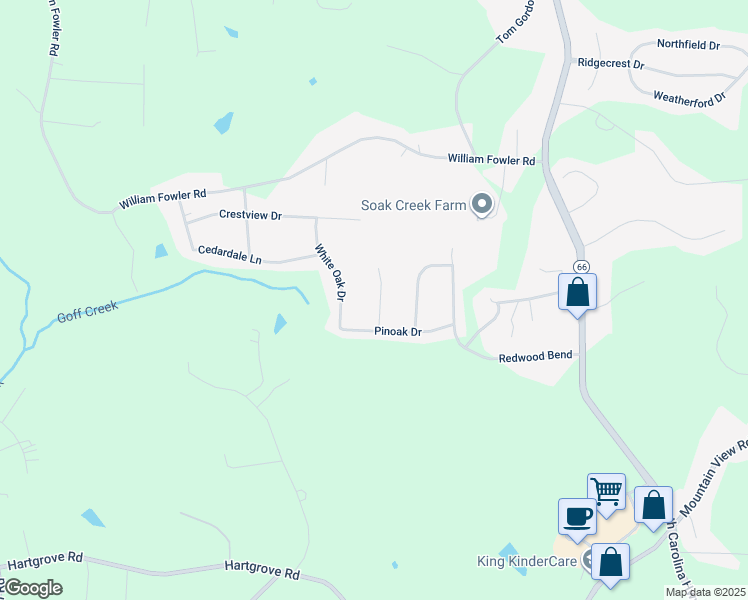map of restaurants, bars, coffee shops, grocery stores, and more near 1113 Foxtrot Court in King