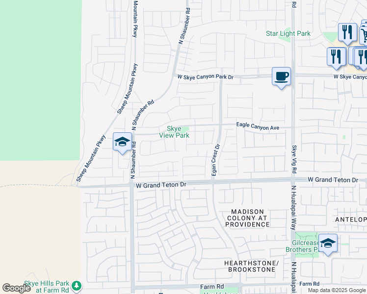 map of restaurants, bars, coffee shops, grocery stores, and more near 8075 Rams Collide Street in Las Vegas