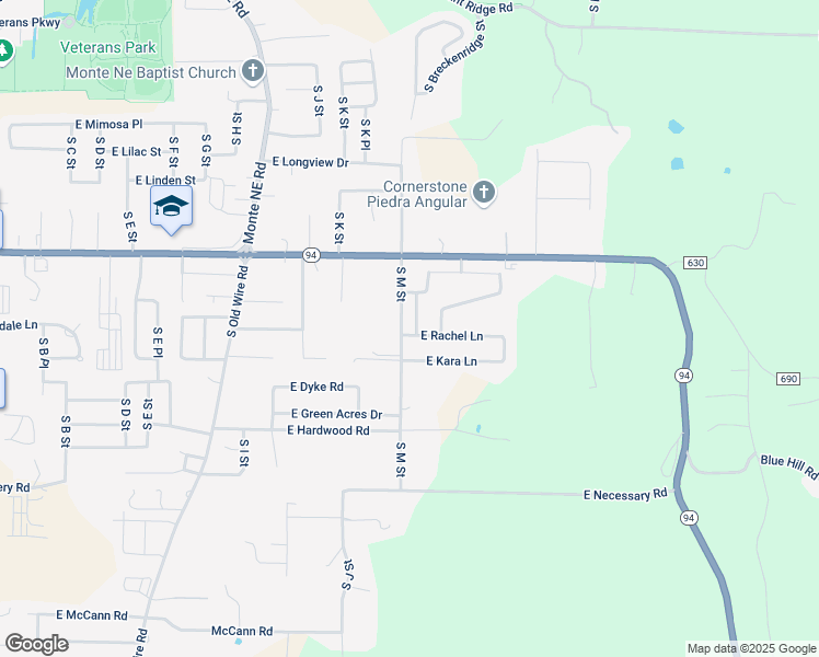 map of restaurants, bars, coffee shops, grocery stores, and more near 1916 South N Street in Rogers