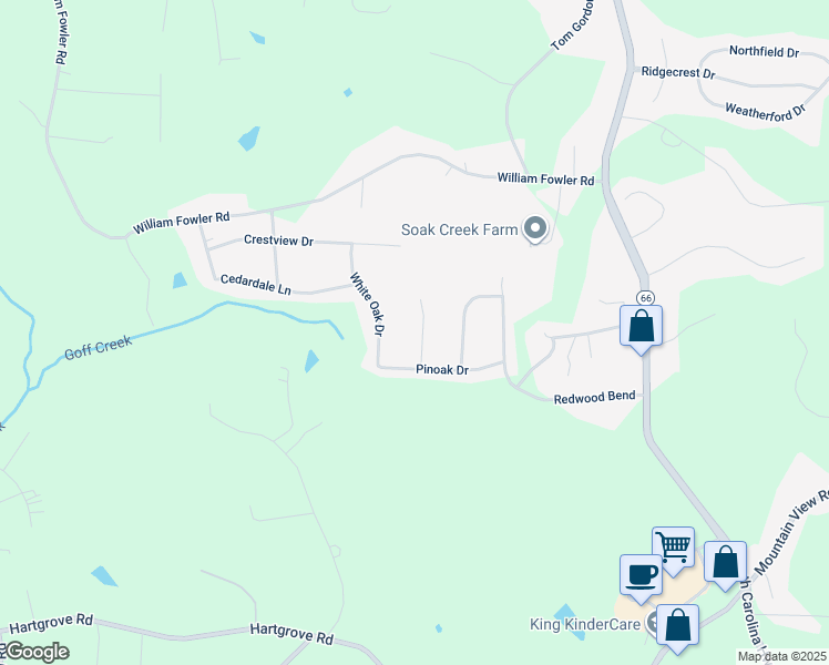 map of restaurants, bars, coffee shops, grocery stores, and more near 1113 Foxtrot Court in King
