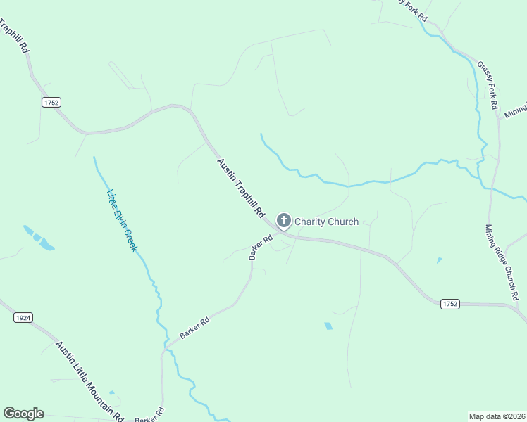 map of restaurants, bars, coffee shops, grocery stores, and more near 6546 Austin Traphill Road in Elkin