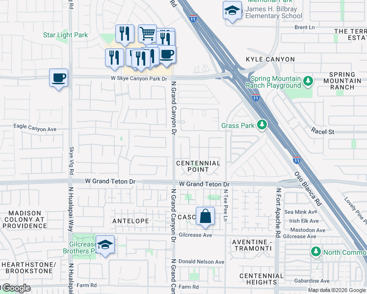 map of restaurants, bars, coffee shops, grocery stores, and more near 8128 Caspian Moon Drive in Las Vegas