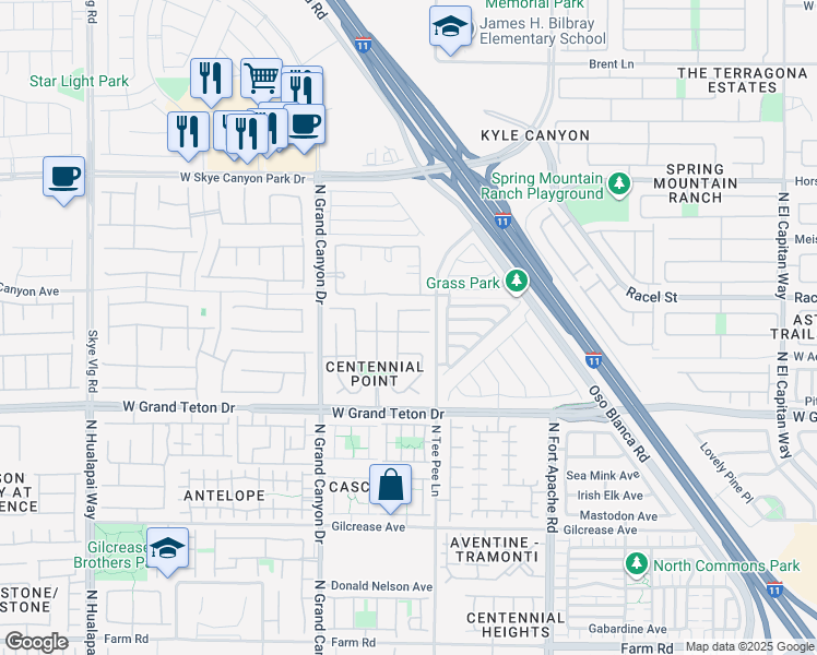 map of restaurants, bars, coffee shops, grocery stores, and more near 9428 Santana Siesta Avenue in Las Vegas