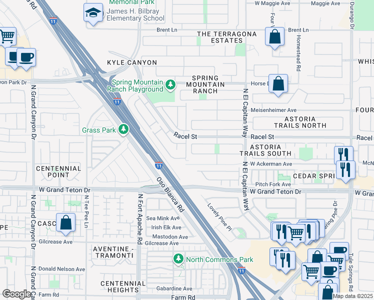 map of restaurants, bars, coffee shops, grocery stores, and more near 8133 Finch Feather Street in Las Vegas