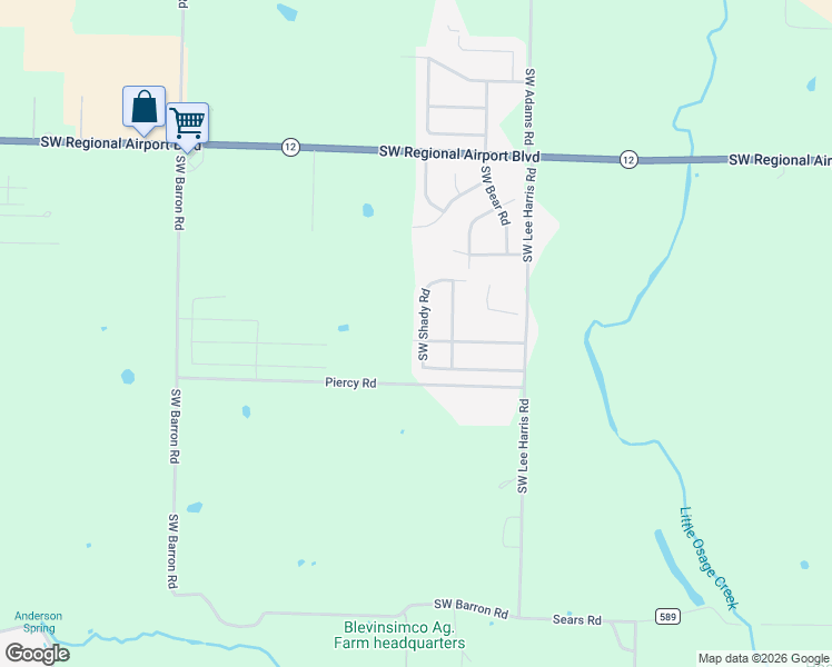 map of restaurants, bars, coffee shops, grocery stores, and more near 6614 Southwest Shady Road in Bentonville