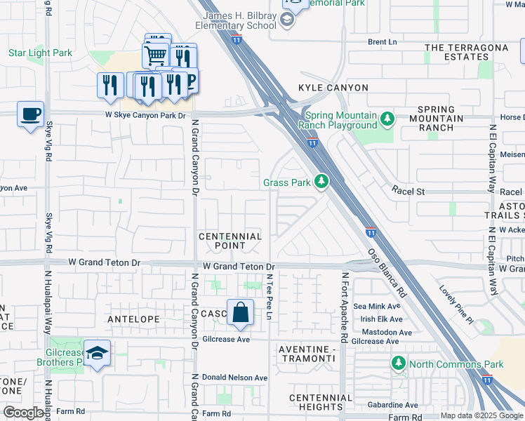 map of restaurants, bars, coffee shops, grocery stores, and more near 9408 Santana Siesta Avenue in Las Vegas