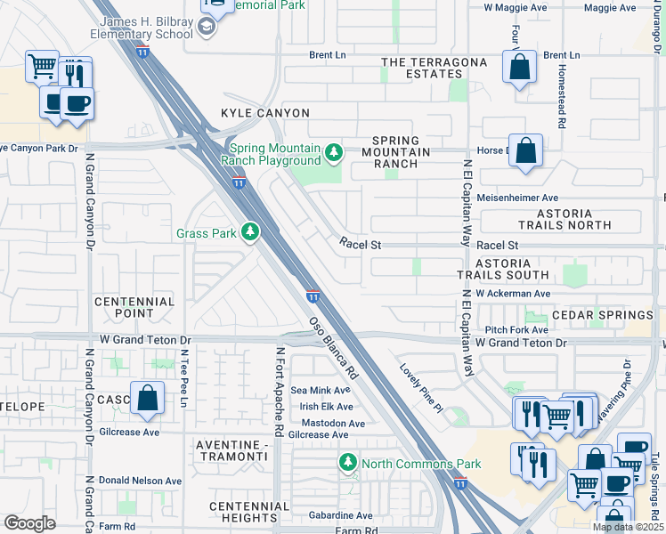map of restaurants, bars, coffee shops, grocery stores, and more near 9113 Spoonbill Ridge Place in Las Vegas
