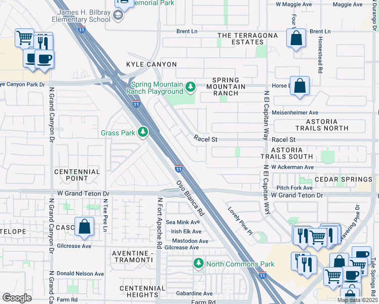 map of restaurants, bars, coffee shops, grocery stores, and more near 9113 Spoonbill Ridge Place in Las Vegas