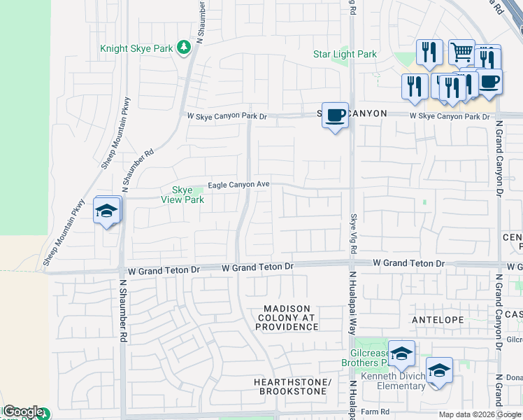 map of restaurants, bars, coffee shops, grocery stores, and more near 10261 Grey Pine Court in Las Vegas