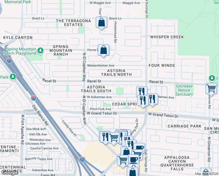 map of restaurants, bars, coffee shops, grocery stores, and more near 8104 Ivy Hollow Court in Las Vegas