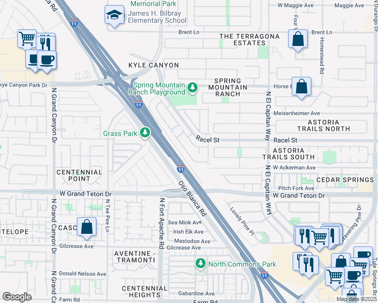 map of restaurants, bars, coffee shops, grocery stores, and more near 9128 Spoonbill Ridge Place in Las Vegas