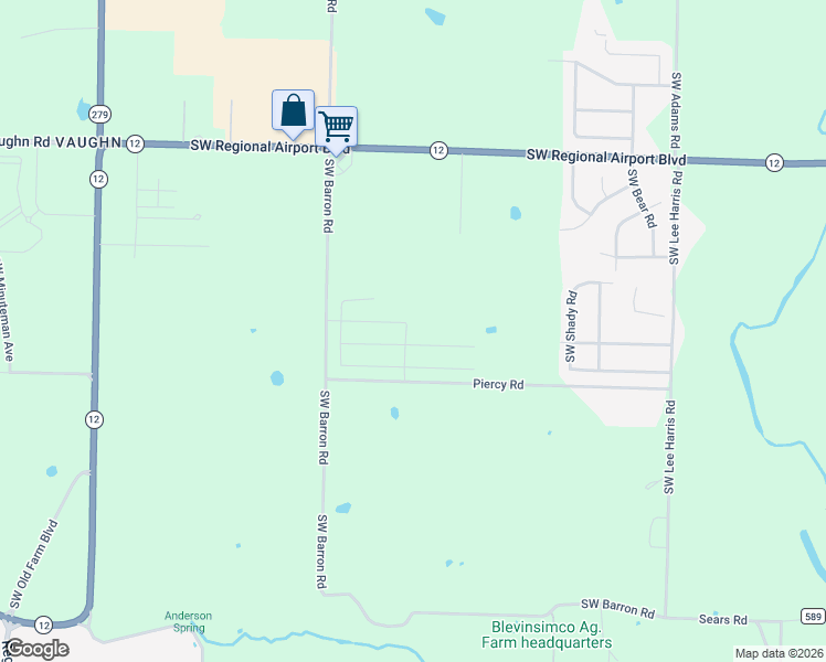 map of restaurants, bars, coffee shops, grocery stores, and more near 11521 County Road 583 in Bentonville