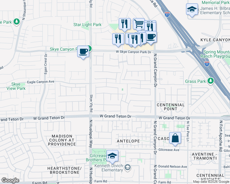 map of restaurants, bars, coffee shops, grocery stores, and more near 8124 Canyon Grassland Street in Las Vegas