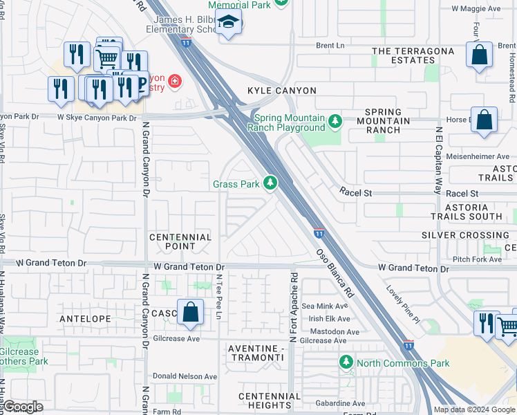 map of restaurants, bars, coffee shops, grocery stores, and more near 8137 Satin Carnation Lane in Las Vegas