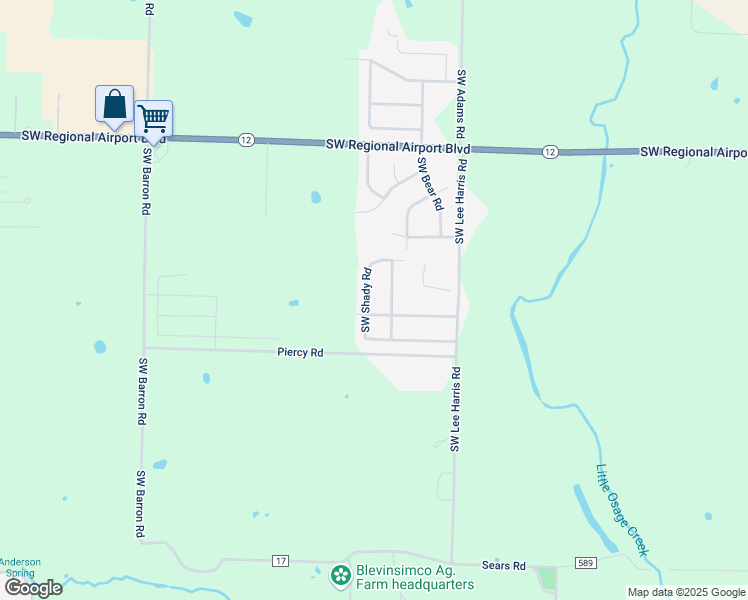 map of restaurants, bars, coffee shops, grocery stores, and more near 6700 Southwest Shady Road in Bentonville