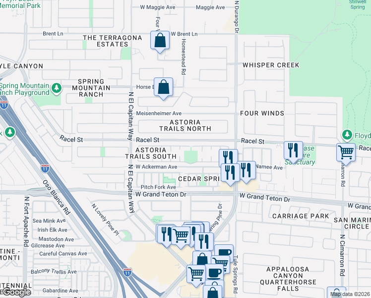 map of restaurants, bars, coffee shops, grocery stores, and more near 8541 Honey Vine Avenue in Las Vegas