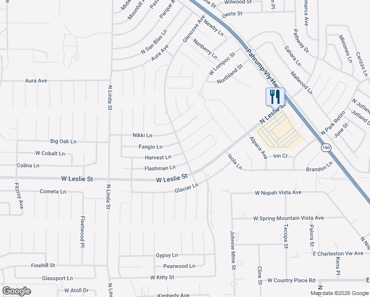 map of restaurants, bars, coffee shops, grocery stores, and more near 620 Harvest Lane in Pahrump
