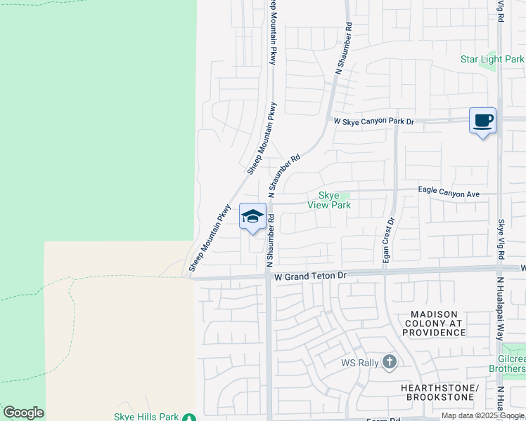 map of restaurants, bars, coffee shops, grocery stores, and more near 8168 Desert Madera Street in Las Vegas