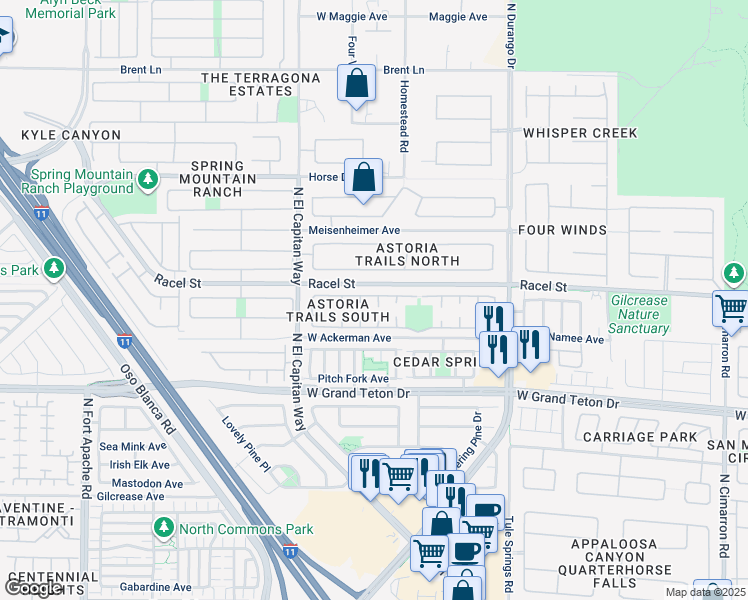 map of restaurants, bars, coffee shops, grocery stores, and more near 8125 Caramel Gorge Court in Las Vegas