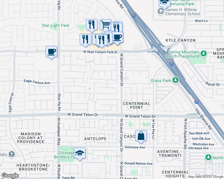 map of restaurants, bars, coffee shops, grocery stores, and more near 9643 Wildflower Vista Avenue in Las Vegas
