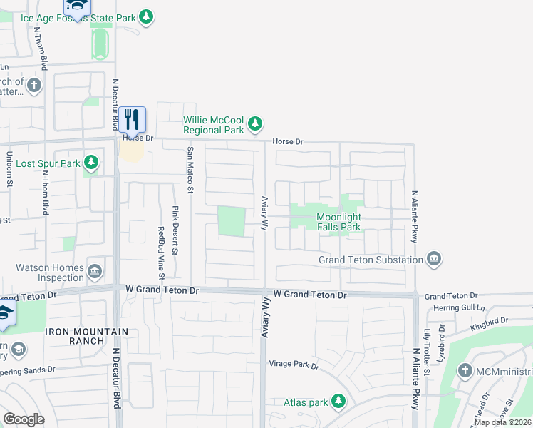 map of restaurants, bars, coffee shops, grocery stores, and more near in North Las Vegas