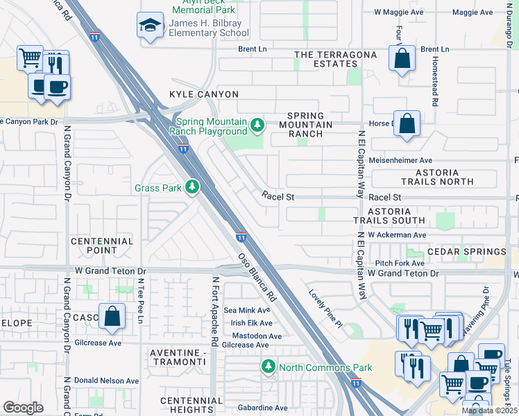 map of restaurants, bars, coffee shops, grocery stores, and more near 9113 Spoonbill Ridge Place in Las Vegas