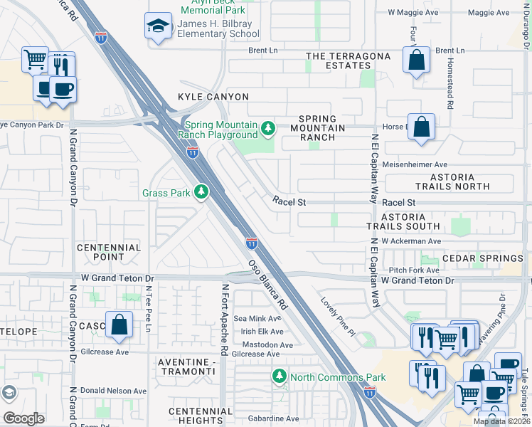 map of restaurants, bars, coffee shops, grocery stores, and more near 9125 Starling Wing Place in Las Vegas