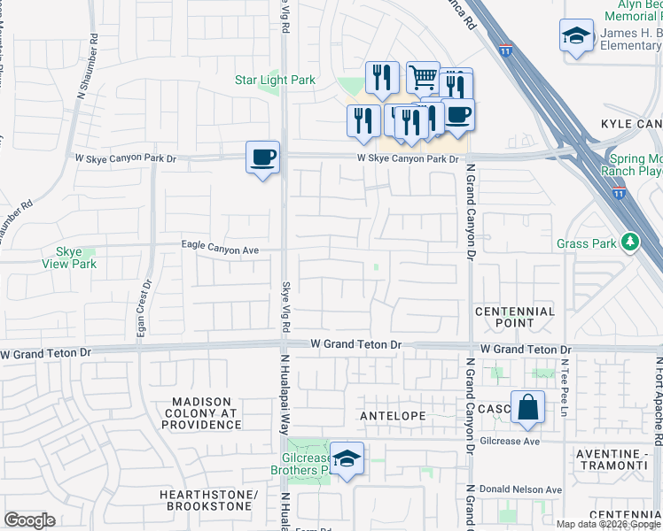 map of restaurants, bars, coffee shops, grocery stores, and more near 9971 Bighorn Bellows Avenue in Las Vegas