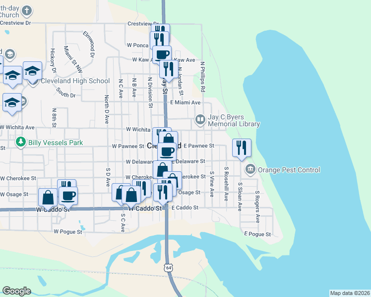 map of restaurants, bars, coffee shops, grocery stores, and more near 204 North Dunlap Street in Cleveland